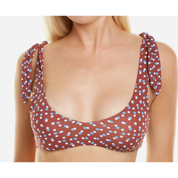 Eberjey Women's Mius Noelle Burgundy Polka Dot Swim Bikini Top Medium NEW - Picture 1 of 3